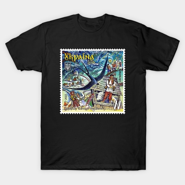 Ukraine Stamp Shchedryk, Carol of the Bells, Original Version T-Shirt by Vladimir Zevenckih